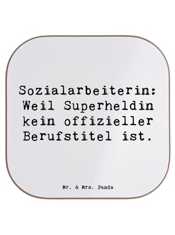 Mr. & Mrs. Panda Flaschenuntersetzer Spruch Sozialarbeiterin Hel... in Weiß