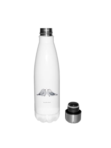 Mr. & Mrs. Panda Sportflasche Turteltauben Liebe ohne Spruch in Weiß