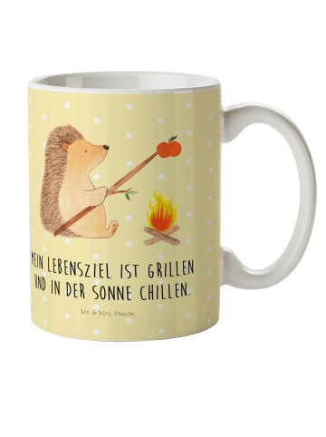 Mr. & Mrs. Panda Kindertasse Igel Grillen mit Spruch in Gelb Pastell