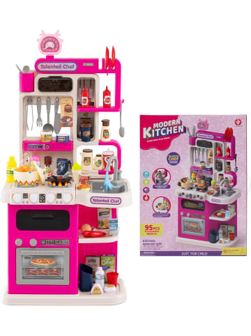 COSTWAY Kinderküche mit 95 Zubehör in Rosa