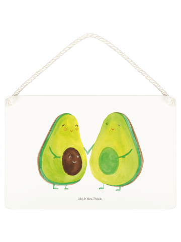 Mr. & Mrs. Panda Deko Schild Avocado Pärchen ohne Spruch in Weiß