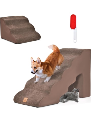 COSTWAY Hundetreppe 5+3 Stufen in Braun