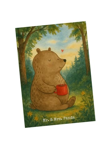 Mr. & Mrs. Panda Postkarte Bär Kaffee Design ohne Spruch in Weiß