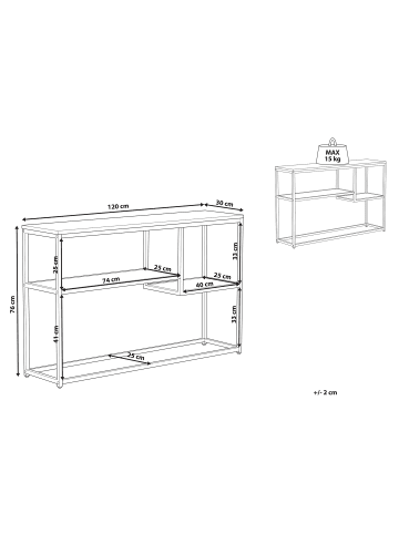 Beliani Konsolentisch BELMONT in Braun/Schwarz - (W) 120 x (H) 76 x (L) 30 cm