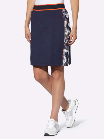 Heine Jersey-Rock in marine-weiß-bedruckt