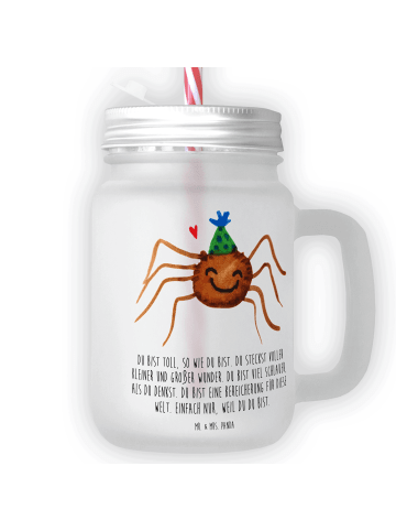 Mr. & Mrs. Panda Glas Spinne Agathe Party mit Spruch in Transparent