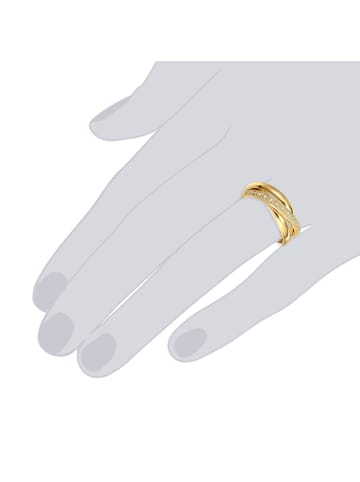 Lulu & Jane Ring Messing Zirkonia in gelbgold