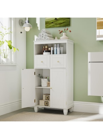 COSTWAY Badezimmerschrank 56 x 30 x 108 cm in Weiß