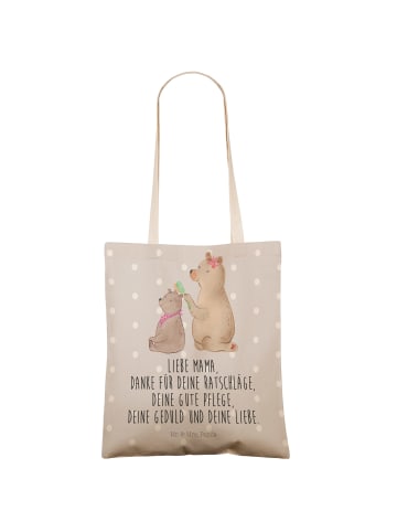 Mr. & Mrs. Panda Tote Bag Bär Kind mit Spruch in Grau Pastell