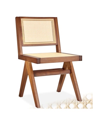 tectake Holzstuhl im Boho-Stil, Belastbarkeit 120 kg, 48,5 x 53,5 x 83 cm