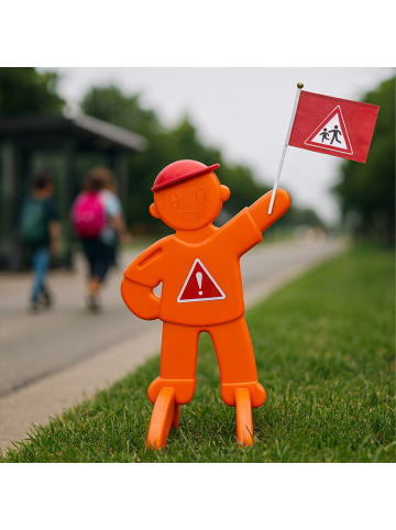 relaxdays Warnfigur Kinder in Orange - (B)52 x (H)84 x (T)46 cm