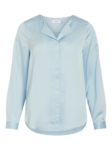 Vila V-Neck Langarm Satin Shirt in Nantucket Breeze