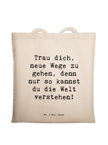 Mr. & Mrs. Panda Schultasche Spruch Unbekannte Orte erkunden mit... in Creme
