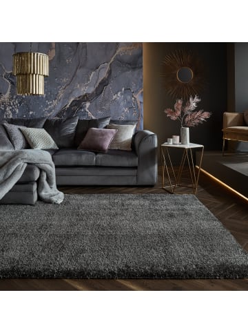 KADIMA DESIGN Hochflor-Teppich aus recyceltem Polyester in Anthrazit