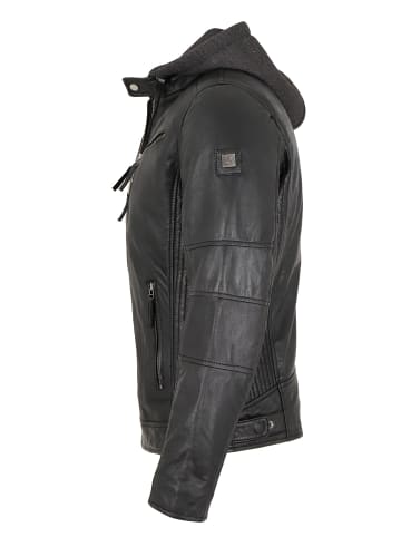 Otto Kern Lederjacke Kapuze Lammnappa in Schwarz