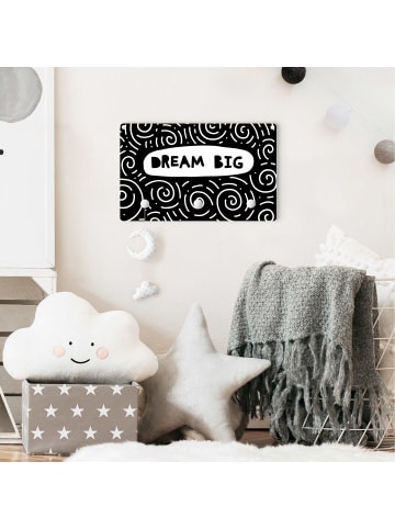 WALLART Kindergarderobe Holz - Spruch Dream Big mit Wirbel Schwarz Weiß in Schwarz