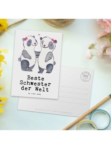 Mr. & Mrs. Panda Ansichtskarte Panda Beste Schwester der Welt mi... in Weiß