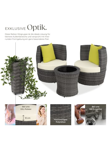 tectake Aluminium Rattan Gartenlounge, stapelbar, mit Sicherheitsglasplatte