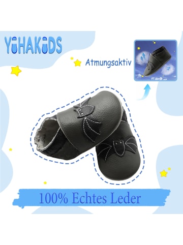 Yihakids Baby Krabbelschuhe aus Leder, weiche Lauflernschuhe mit rutschfester Sohle 