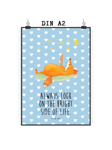 Mr. & Mrs. Panda Bild Fuchs Sterne mit Spruch in Blau Pastell