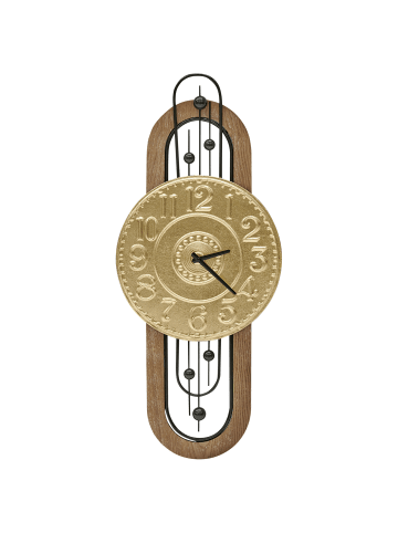 Beliani Wanduhr NOBELIUM in Gold/Schwarz/Braun - (W) 36 x (H) 83 x (L) 2 cm