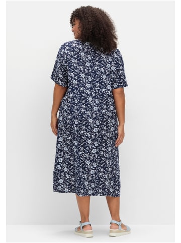sheego Midikleid in marine gemustert