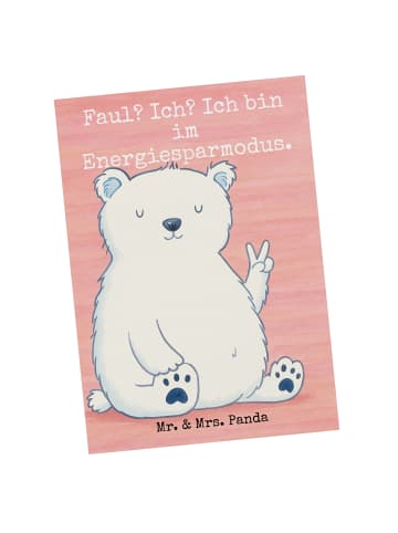 Mr. & Mrs. Panda Postkarte Eisbär Faul Design mit Spruch in Weiß