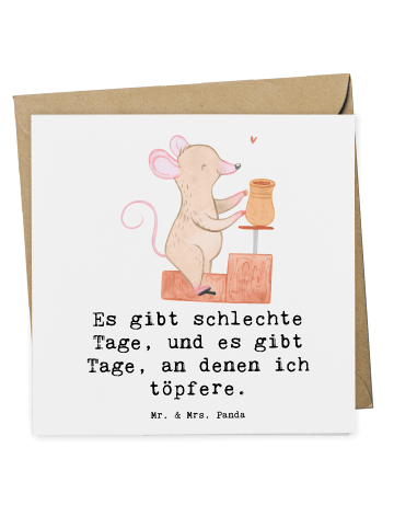 Mr. & Mrs. Panda Grußkarte Maus Töpfern mit Spruch in Weiß