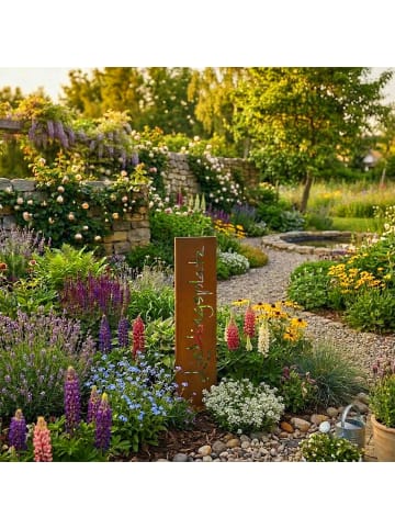relaxdays Gartendeko "Lieblingsplatz" in Braun - (B)20 x (H)71 x (T)15 cm
