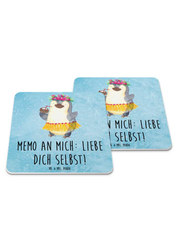 Mr. & Mrs. Panda Untersetzer für Gläser Pinguin Kokosnuss mit Sp... in Eisblau