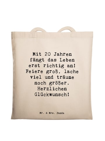 Mr. & Mrs. Panda Beutel Spruch 20. Geburtstag mit Spruch in Creme