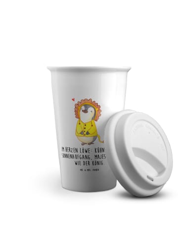 Mr. & Mrs. Panda Kaffeebecher Löwe Astrologie mit Spruch in Weiß
