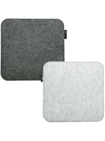 DuneDesign 2er Set Filz Stuhlkissen 35x35cm in Grau