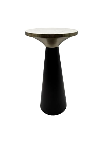 FineBuy Beistelltisch in Schwarz / Marmor / 28x28x54