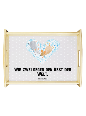 Mr. & Mrs. Panda Esstabellett Mäuse Herz mit Spruch in Grau Pastell