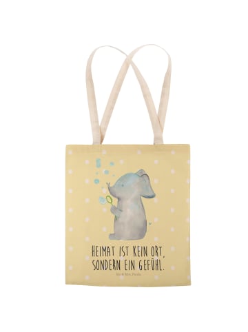 Mr. & Mrs. Panda Einkaufstasche Elefant Seifenblasen mit Spruch in Gelb Pastell