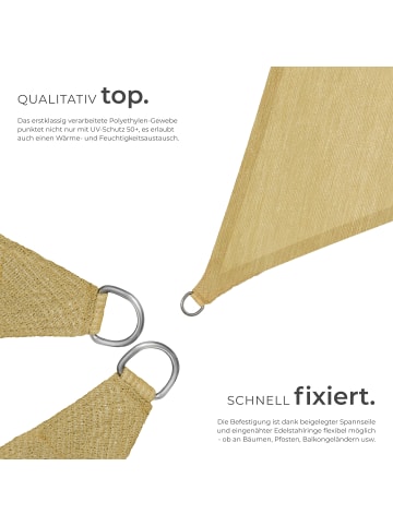tectake Sonnensegel  inklusive Spannseile, beige