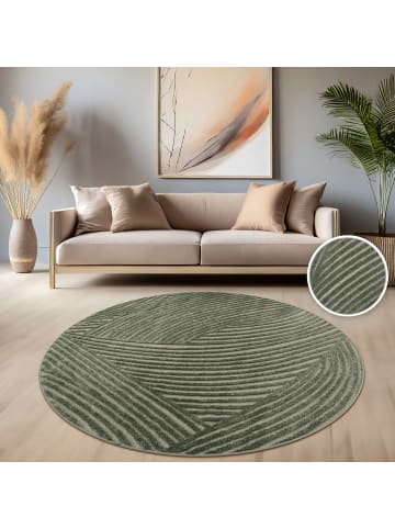 KADIMA DESIGN Teppich Kurzflor Struktur Wohnzimmer in Grün