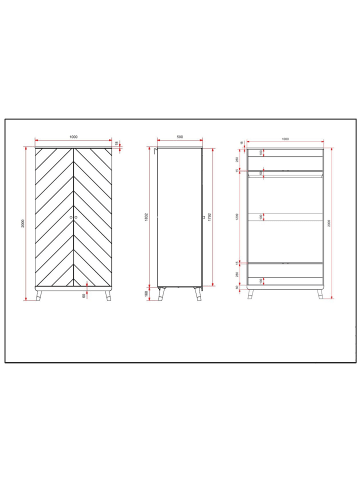 58 aufm Kessel KLEIDERSCHRANK Kamillah 100x59x200 mit 2 Türen aus MDF in Satin Weiß