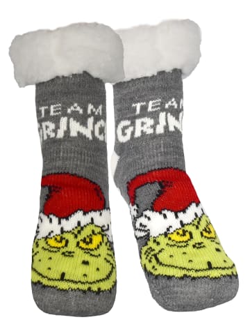 The Grinch The Grinch Hüttensocken Haussocken Kuschelsocken Wintersocken Socken in grau