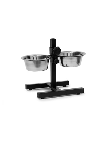relaxdays Hunde-Futterstation in Silber - 2x 0,8 l