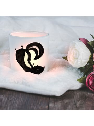 Mr. & Mrs. Panda Windlicht aus Glas Stinktier Handstand ohne Spruch in Transparent