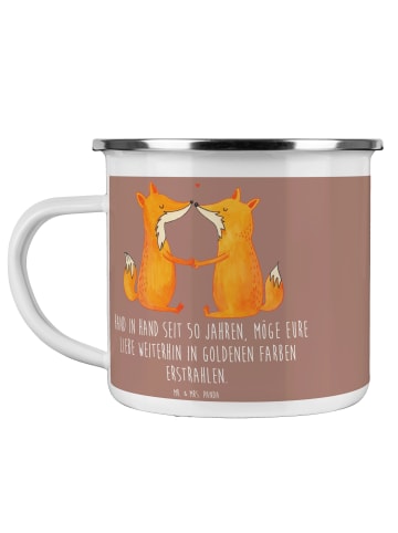 Mr. & Mrs. Panda Pott 50. Hochzeitstag Goldene Hochzeit mit Spruch in Braun Pastell