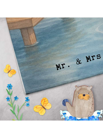 Mr. & Mrs. Panda Gästehandtuch Panda Angeln Design mit Spruch in Weiß