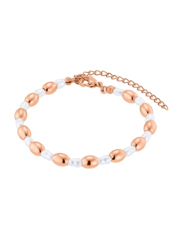 Steel_Art Armband mit Perle Maya silberfarben poliert in rosegoldfarben