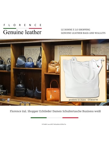 Florence Leder Shopper, Schultertasche Florence Tasche weiß ca. 28cm