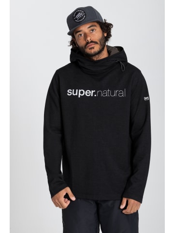 super.natural Merino Sweatshirt ALPINE HOODED II in Schwarz