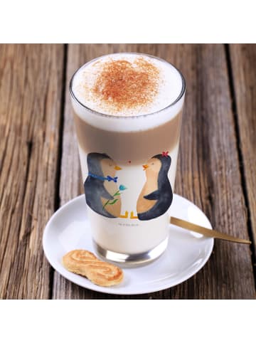 Mr. & Mrs. Panda Blümchentailglas Pinguin Pärchen ohne Spruch in Transparent