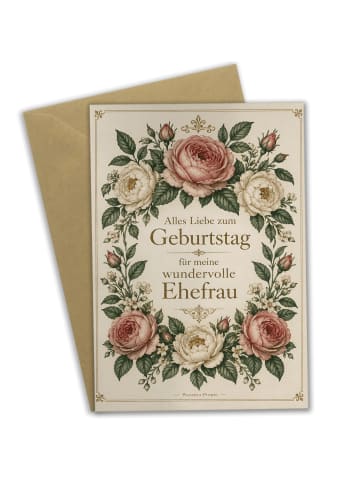 Mr. & Mrs. Panda Geburtstagskarte Rosen zeitlos Design mit Spruch in Weiß