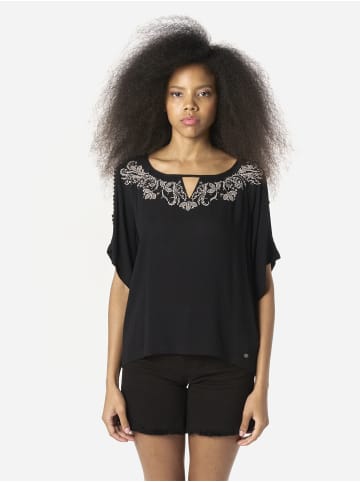 KOROSHI Bestickte schulterfreie Damenbluse in Schwarz